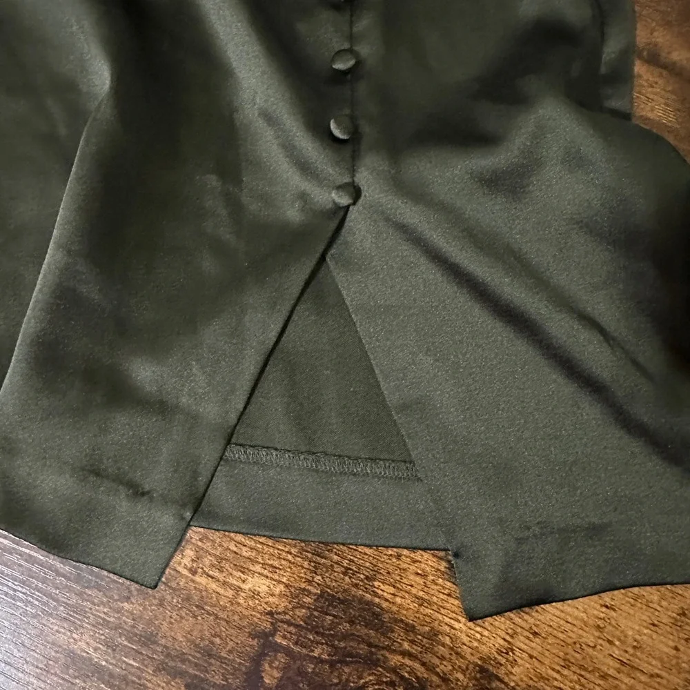 LeGer Lena Gercke Satin Skirt Womens 38 Black Side Button Mini Skirt LEG0549001